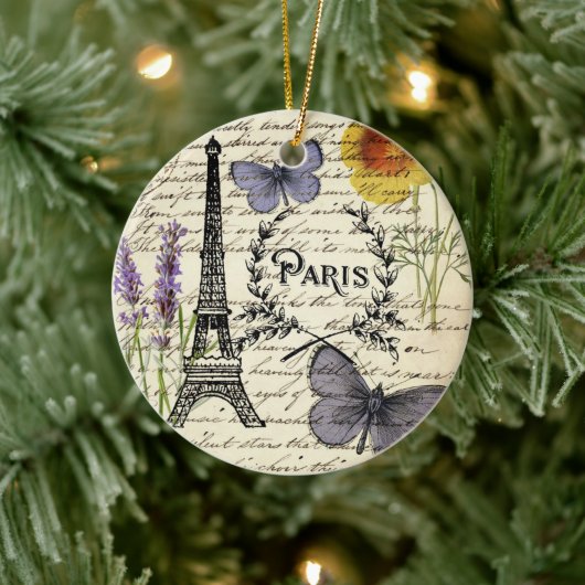 rustikale französische Landskripte paris eifftower Keramik Ornament (Baum)