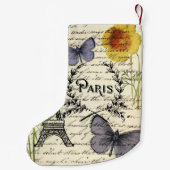 rustikale französische Landskripte paris eifftower Kleiner Weihnachtsstrumpf (Rückseite)