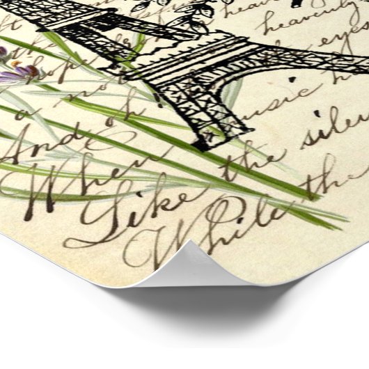 rustikale französische Landskripte paris eifftower Poster (Ecke)