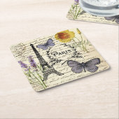 rustikale französische Landskripte paris eifftower Rechteckiger Pappuntersetzer (angewinkelt)