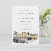 Rustikale französische Provence-Weingut-Hochzeit Einladung (Stehend Vorderseite)