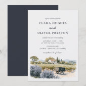 Rustikale französische Provence-Weingut-Hochzeit Einladung (Vorne/Hinten)