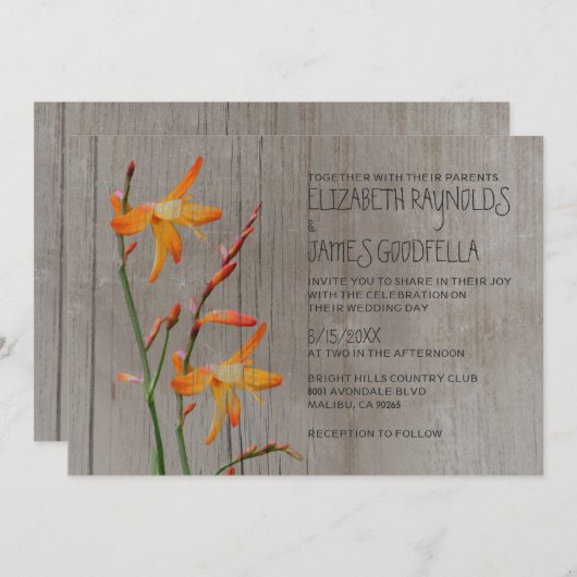 Rustikale Freesia Wedding Einladungen (Vorne/Hinten)