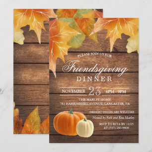 Rustikale Friendsgiving-Abendessen-Einladung Einladung