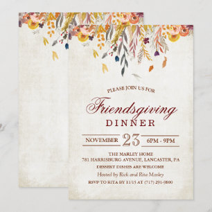 Rustikale Friendsgiving-Dinner-Einladung zum Herbs Einladung