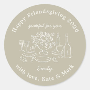 Rustikale Friendsgiving-Partygeschenke im Herbst-S Runder Aufkleber