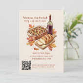 Rustikale Friendsgiving-Potluck-Party Einladung (Stehend Vorderseite)