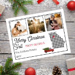 Rustikale frohe Weihnachten aus Georgien Foto Urla<br><div class="desc">Rustikales "Frohe Weihnachten"-Staat-Design mit einer Kontur aus Staat überzogen mit einem schwarz-weißen Büffel-Karo-Muster und einem Vintag aussehenden roten LKW, der einen Urlaubskulptur holt. Editable Beschriftung lautet "Frohe Weihnachten aus Georgien". Fügen Sie einfach Ihre drei Fotos, Ihren Familiennamen und das Jahr hinzu und Sie sind alle Set. Composite Design von Holiday...</div>