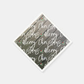 Rustikale frohe Weihnachten Holly Black Barn Door  Serviette (Ecke)