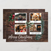 Rustikale Frohe Weihnachten - Instant 4 Multi-Foto Einladung (Vorne/Hinten)