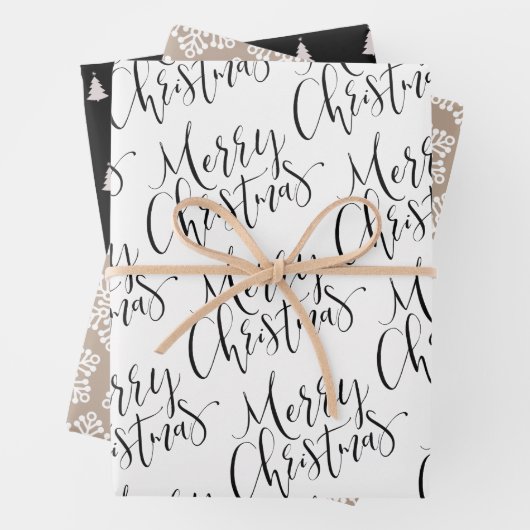 Rustikale Frohe Weihnachten Schneeflocken Set Weih Geschenkpapier Set (Beispiel)