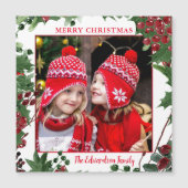 Rustikale Frohe Weihnachts-Foto-Magnetkarte Magnetkarte (Vorderseite)