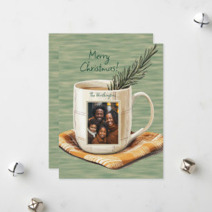 Rustikale Frohe Weihnachts-Foto Tasse Flat Holiday Feiertagskarte
