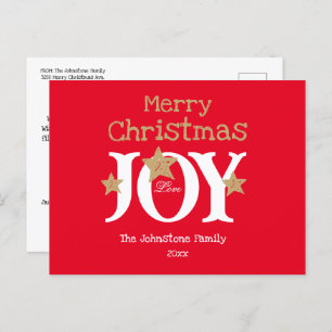 Rustikale frohe Weihnachts-Script Red Holiday Post Feiertagspostkarte