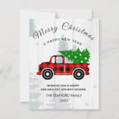 Rustikale frohe Weihnachtsbaum Vintage Truckfarm Feiertagskarte (Vorderseite)