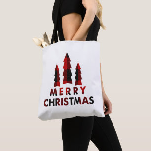 Rustikale Frohe Weihnachtsbäume Roter Büffel Karo Tasche