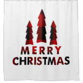 Rustikale frohe Weihnachtsbaumen Red Buffalo Karie Duschvorhang (Vorderseite)