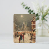 Rustikale frohe Weihnachtsfamilie Feiertagskarte (Stehend Vorderseite)