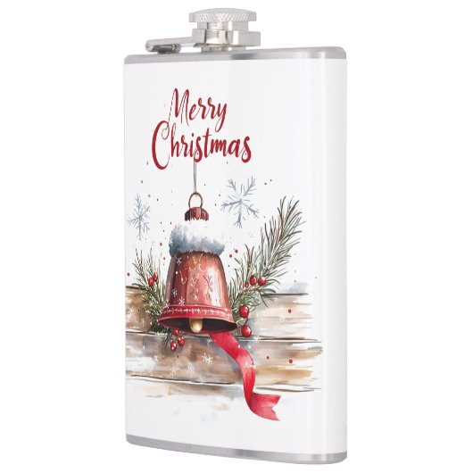 Rustikale frohe Weihnachtsglocke Flachmann (Links)