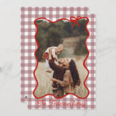 Rustikale frohe Weihnachtshandgezeichnete Red Bow Feiertagskarte (Vorne/Hinten)