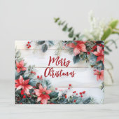 Rustikale Frohe Weihnachtskarte mit Blume Feiertagskarte (Stehend Vorderseite)