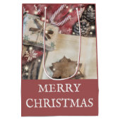Rustikale frohe Weihnachtsmittelverpackung Mittlere Geschenktüte (Rückseite)