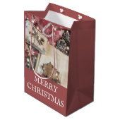 Rustikale frohe Weihnachtsmittelverpackung Mittlere Geschenktüte (Rückseite Schrägansicht)