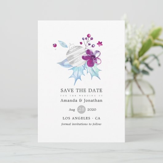 Rustikale, fröhliche und helle Weihnachtsfeier Save The Date (Stehend Vorderseite)