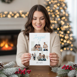 Rustikale Fröhliche Vierer-Familien-Fotocollage We Feiertagskarte