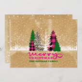 Rustikale fröhliche Weihnachtsfamilienbaumszene Feiertagskarte (Vorne/Hinten)