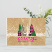 Rustikale fröhliche Weihnachtsfamilienbaumszene Feiertagskarte (Stehend Vorderseite)