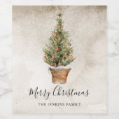 Rustikale, fröhliche Weihnachtsweinmarken Weinetikett (Einzelnes Label)