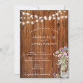 Rustikale Frühlingsblumen Mason Jar String Lights Einladung (Vorderseite)