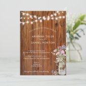 Rustikale Frühlingsblumen Mason Jar String Lights Einladung (Stehend Vorderseite)