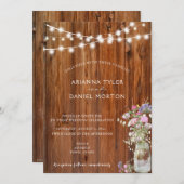 Rustikale Frühlingsblumen Mason Jar String Lights Einladung (Vorne/Hinten)
