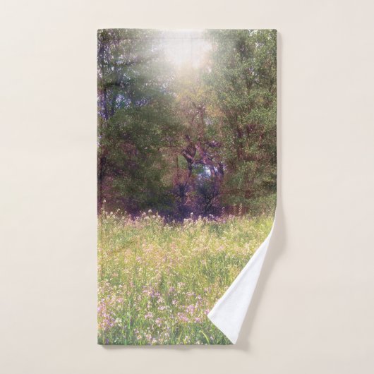 Rustikale Frühlingsblumen verzauberte Waldbäume Badhandtuch Set (Handtuch)