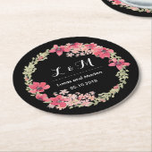 Rustikale Frühlingsblumenzeremonie Monogram Weddin Runder Pappuntersetzer (Angewinkelt)