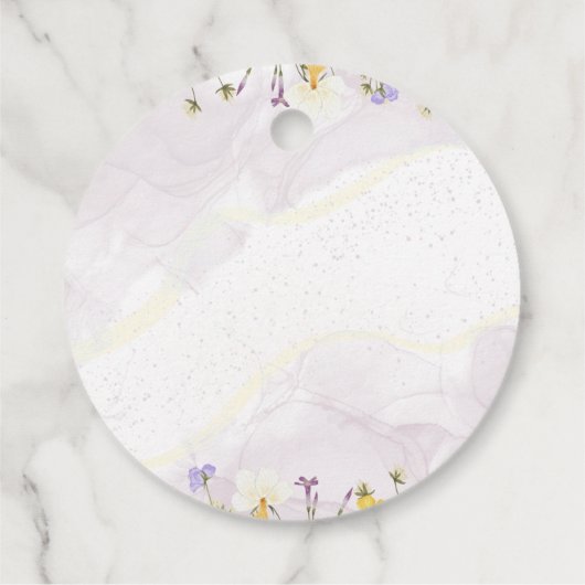 Rustikale Frühlingsflora Hochzeit Geschenkanhänger (Rückseite)