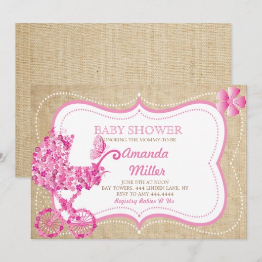 Rustikale Frühlingsflora Kinderdusche Einladungen (Vorne/Hinten)