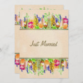 Rustikale Frühlingsfloral Just Married Wedding Ankündigung (Vorne/Hinten)