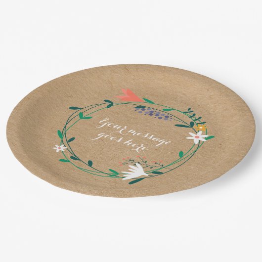 Rustikale Frühlingsflorengärten Pappteller (Schrägansicht)