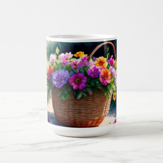 Rustikale Frühlingsflorensäcke Monogramm Kaffeetasse (Mittel)