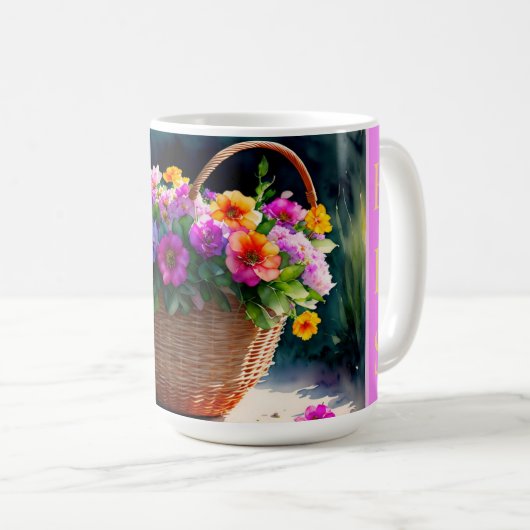 Rustikale Frühlingsflorensäcke Monogramm Kaffeetasse (VorderseiteRechts)