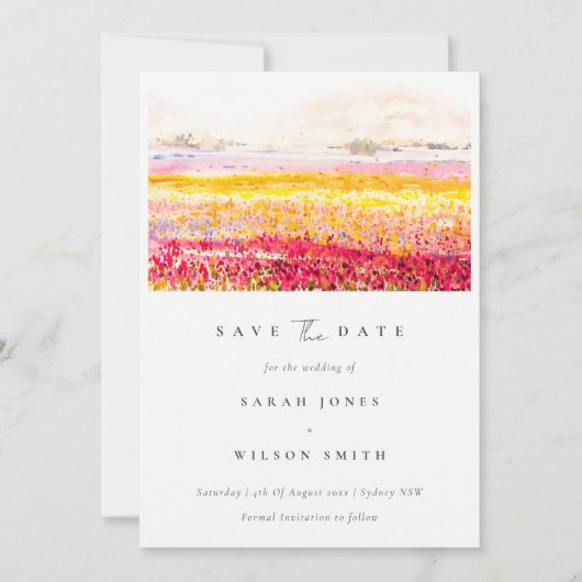Rustikale Frühlingslandschaft Blumenfelder Landsch Save The Date (Vorderseite)