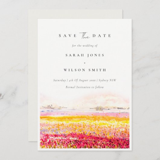 Rustikale Frühlingslandschaft Blumenfelder Landsch Save The Date (Vorne/Hinten)