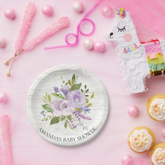 Rustikale Frühlingslavender Blume Dusche 7" Platte Pappteller (Party)