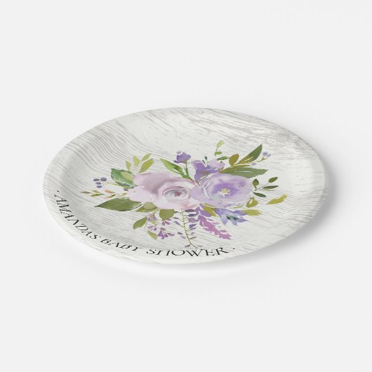 Rustikale Frühlingslavender Blume Dusche 7" Platte Pappteller (Schrägansicht)