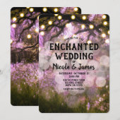 Rustikale Frühlingslichter verzauberte Waldhochzei Einladung (Vorne/Hinten)