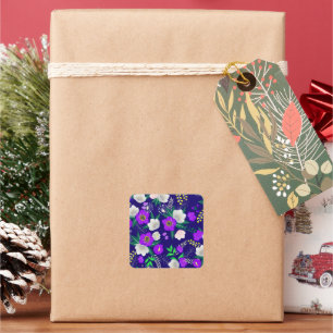 Rustikale Frühlingspanik Blume Bouquet Quadratischer Aufkleber