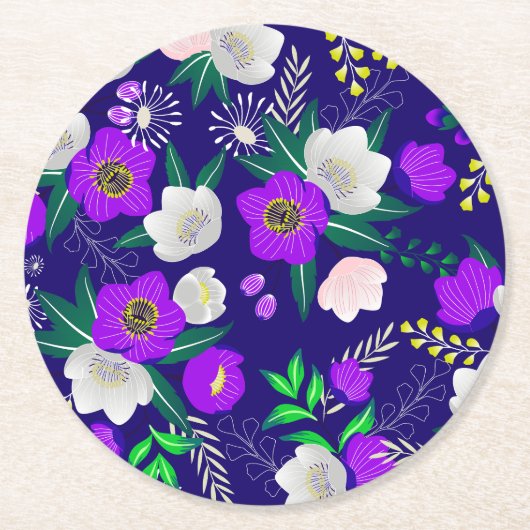 Rustikale Frühlingspanik Blume Bouquet Runder Pappuntersetzer (Vorderseite)